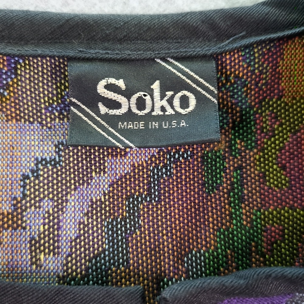 SOKO Womens Sz 10 Tapestry Jacket Long Sleeve Artisan USA Made Floral Open Front - Picture 2 of 6